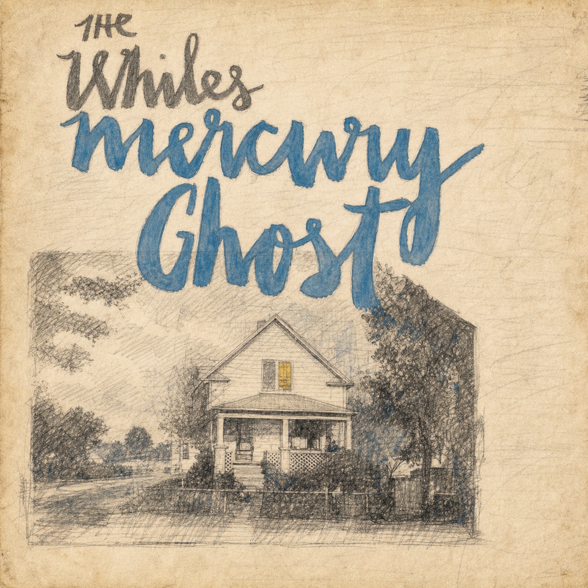 Hand-drawn pencil and ink interpretation of the Mercury Ghost album cover